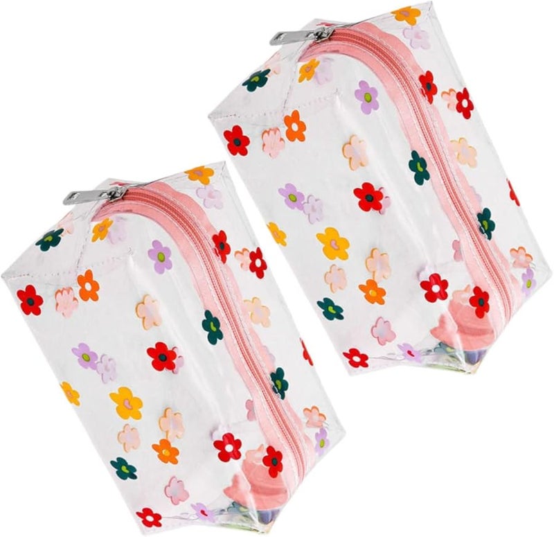 2Pcs Large Capacity Transparent Toiletry Bag With Flower Print For Travel Fitness Home - Image 5